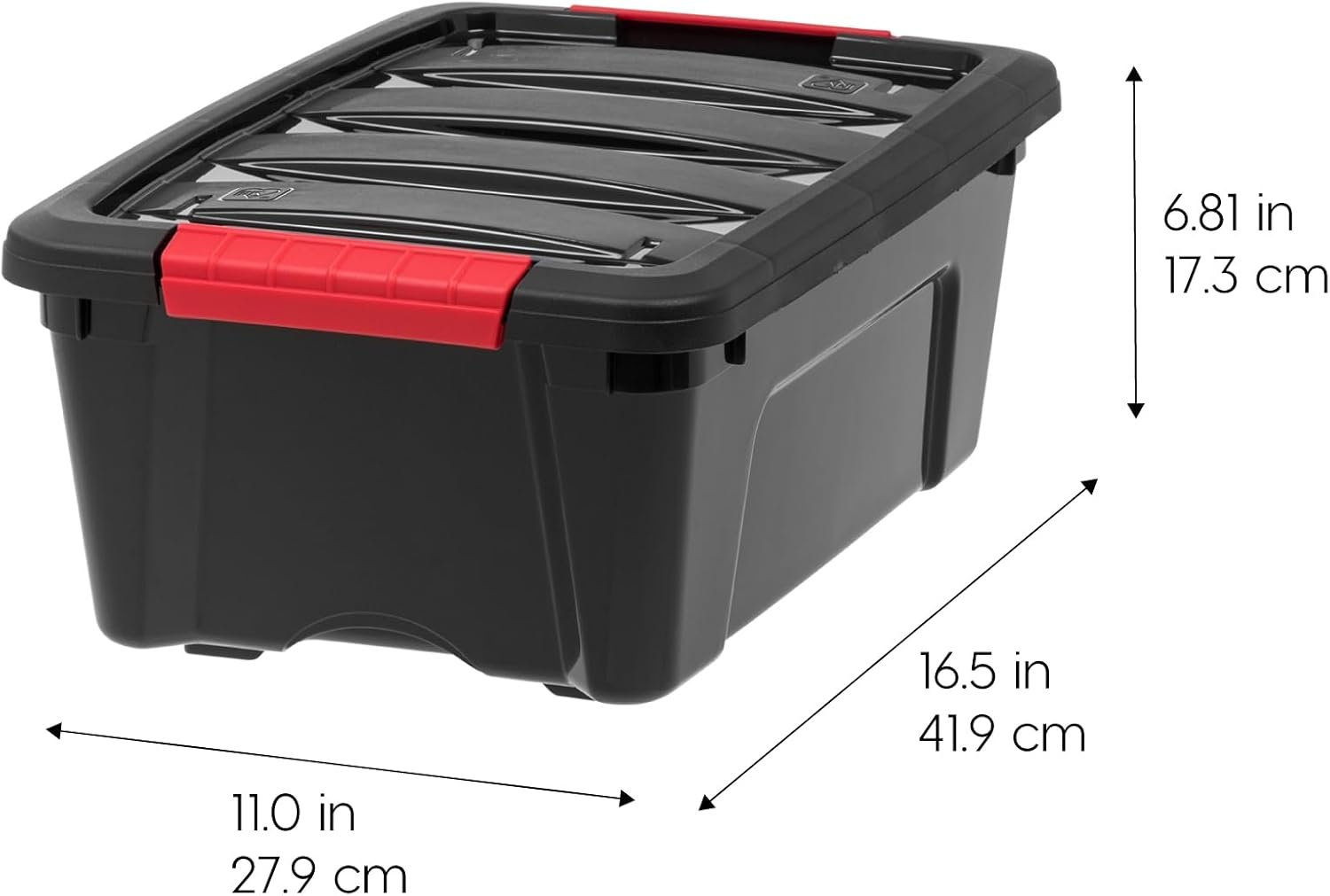 13 QT Plastic Storage Box with Lid and Latches - 6 Pack - BPA-Free, Garage Organizing Solution, Durable Nestable Stackable Containers, Secure Pull Handle - Black - Image 2