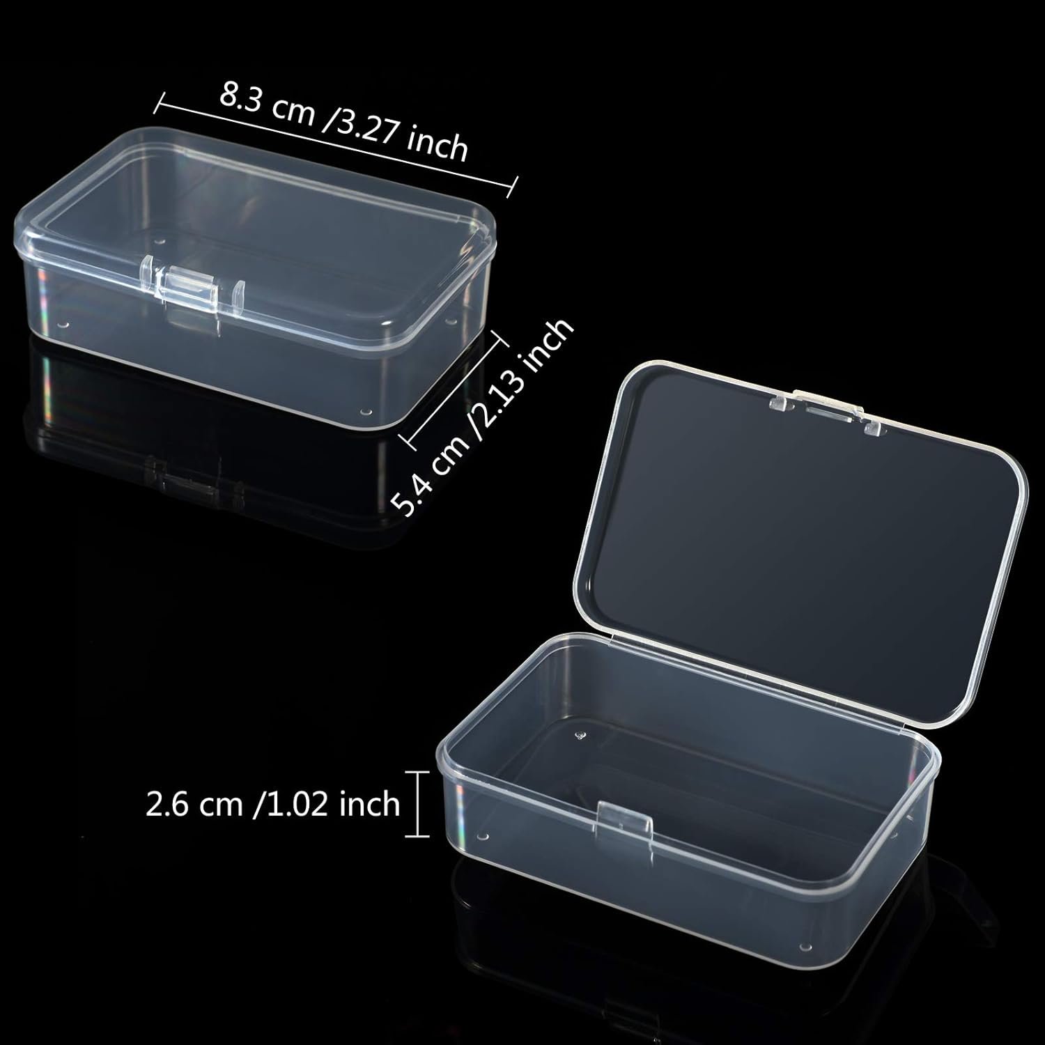 6 Pieces Mini Plastic Clear Beads Storage Containers Box for Collecting Small Items, Beads, Jewelry, Business Cards, Game Pieces, Crafts (3.27 x 2.13 x 1.02 Inch) - Image 2