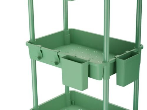 3 Tier Rolling Utility Cart with Drawer,Rolling Storage Cart,Storage Cart for Kitchen,Bathroom,Living Room, Organizer with Iron Wheels(Green)