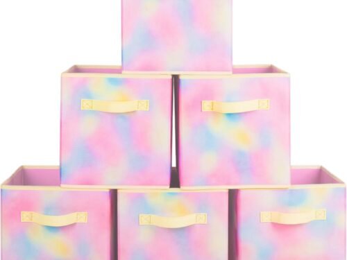 Storage Bins, Foldable Fabric Storage Cubes And Cloth Storage Organizer Drawer For Closet And Toys Storage, 6 Pack (Chromatic Tie Dye)