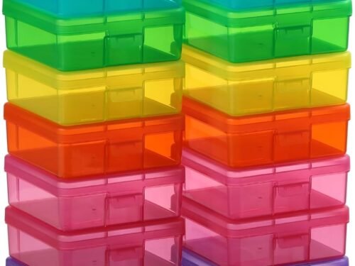 Small Plastic Storage Box Containers with Latching Lids - Craft Organizers and Storage Stackable Storage Organizer (18 Pack Small -Color)