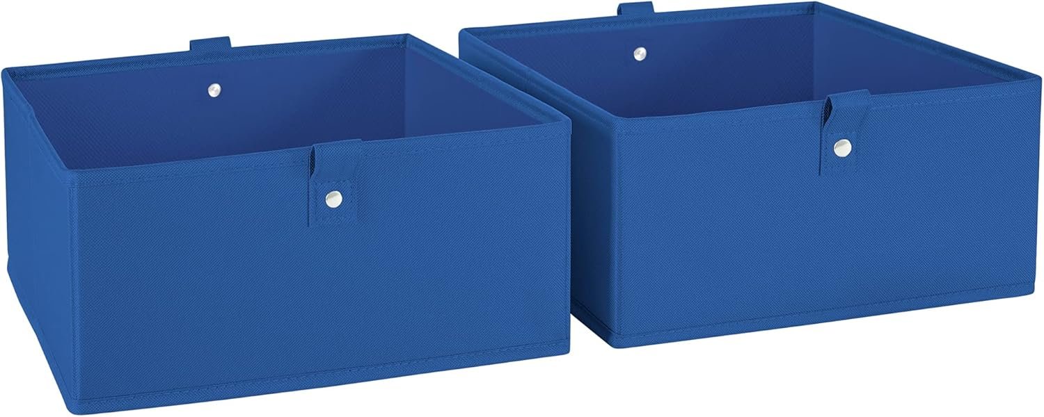 Kids 2pc Folding Storage Bins Set - 10.5” Bin Organizers with Handles - Blue Closet Organizer and Storage for Toys, Games, Shoes - Foldable Cube Storage Organizer Bins for Playroom, Nursery