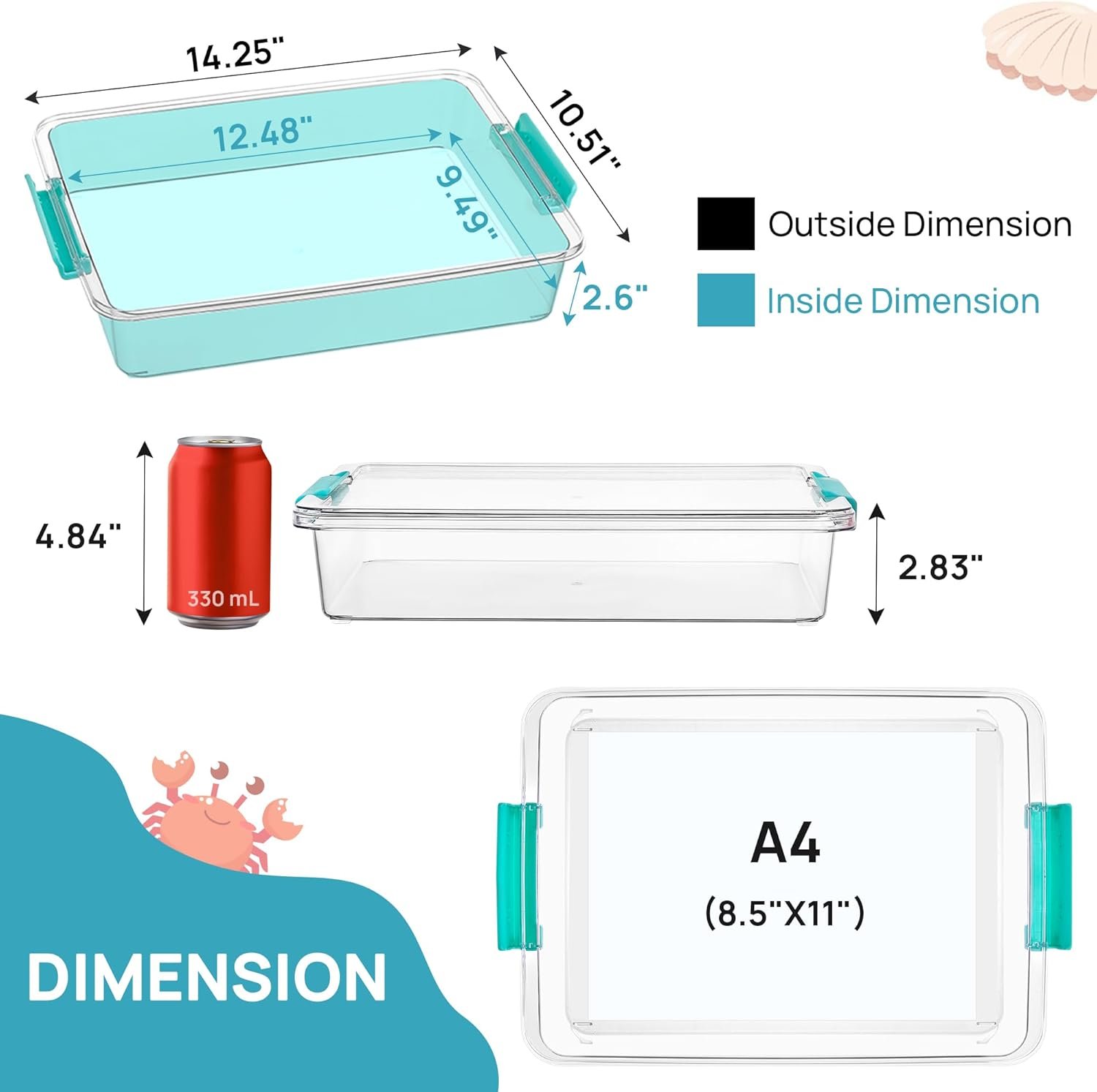 6 Qt Plastic Storage Bins with Lids, Clear Sensory Bins, Arts Crafts Organizers and Storage, Stackable Containers for Home Office and School Supplies, 4 Pack - Image 2