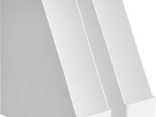 Rectangular Plastic Desk Organizer, Magazine Rack, White, 2-Pack
