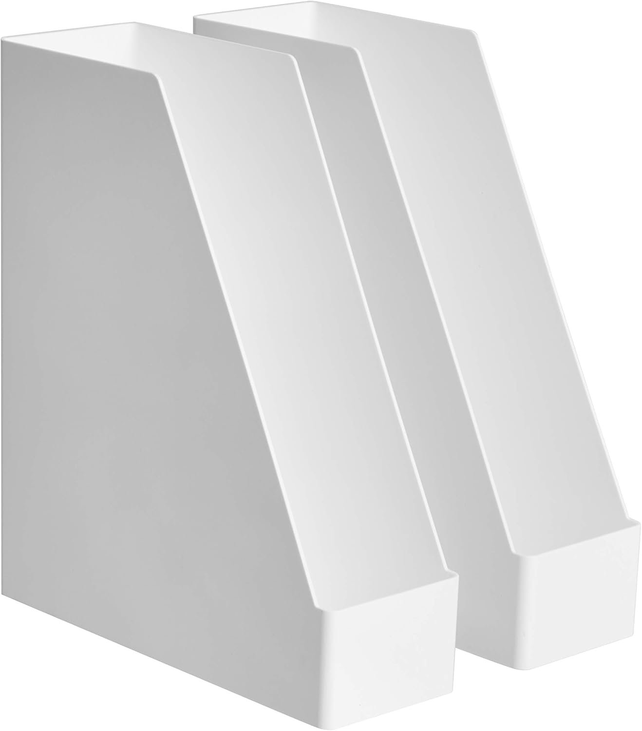 Rectangular Plastic Desk Organizer, Magazine Rack, White, 2-Pack