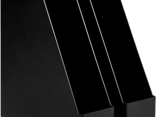 Plastic Desk Organizer - Vertical Magazine and File Holder, Black, 2-Pack