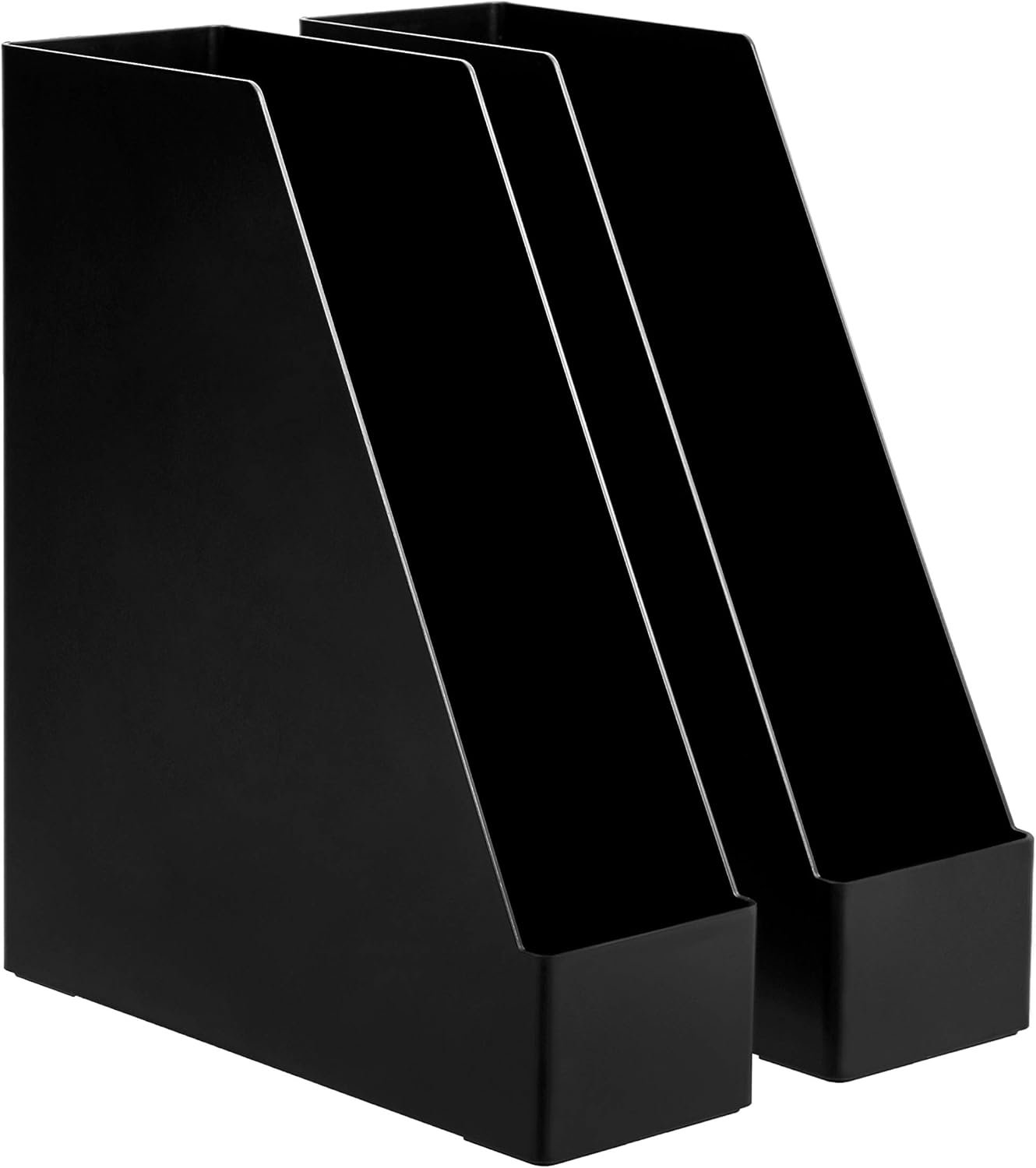 Plastic Desk Organizer - Vertical Magazine and File Holder, Black, 2-Pack