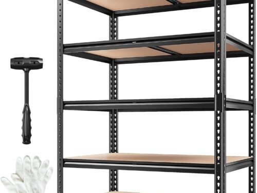 Storage Shelves 5 Tier Garage Shelving Heavy Duty, Adjustable Metal Shelving Unit, Garage Shelves for Basement, Warehouse, Pantry, Closet, Kitchen 72" H x 35.55" W x 16" D, Black