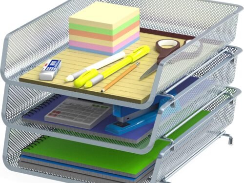 Stackable Desk File Document Letter Tray Organizer, 3 Packs, Silver